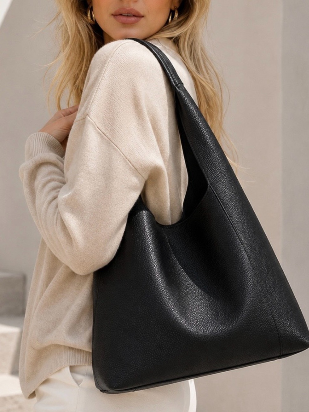 Classic Black Hobo Shoulder Bag